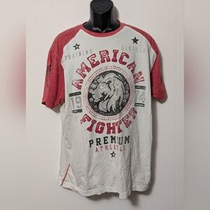 Men's American Fighter Red and White MMA Graphic T Shirt Size 2XL